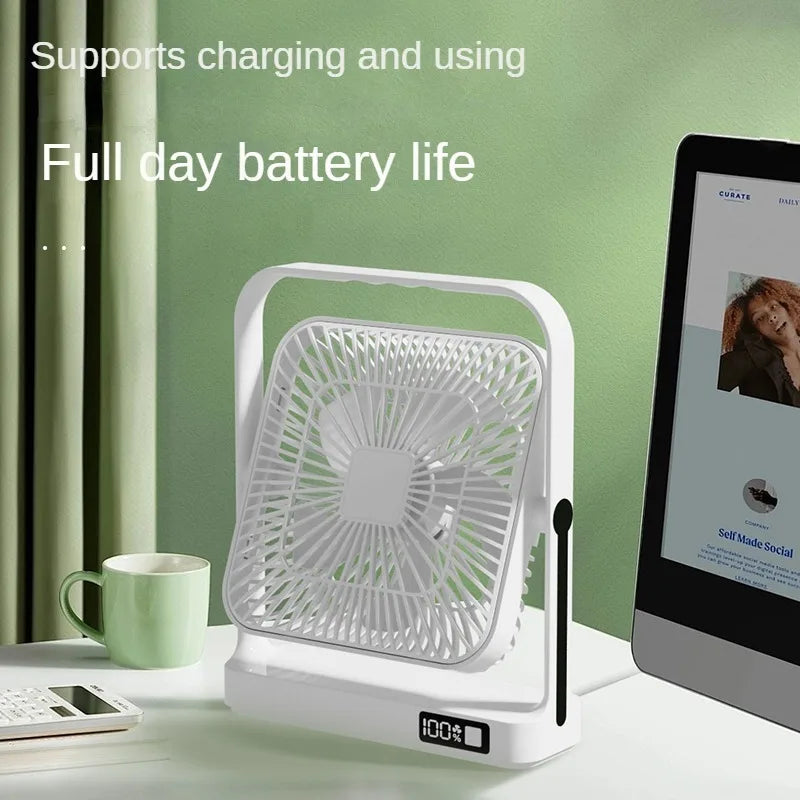 New M09 desktop wall mounted fan, 3600mAh USB ultra long endurance rechargeable battery, suitable for indoor/outdoor use